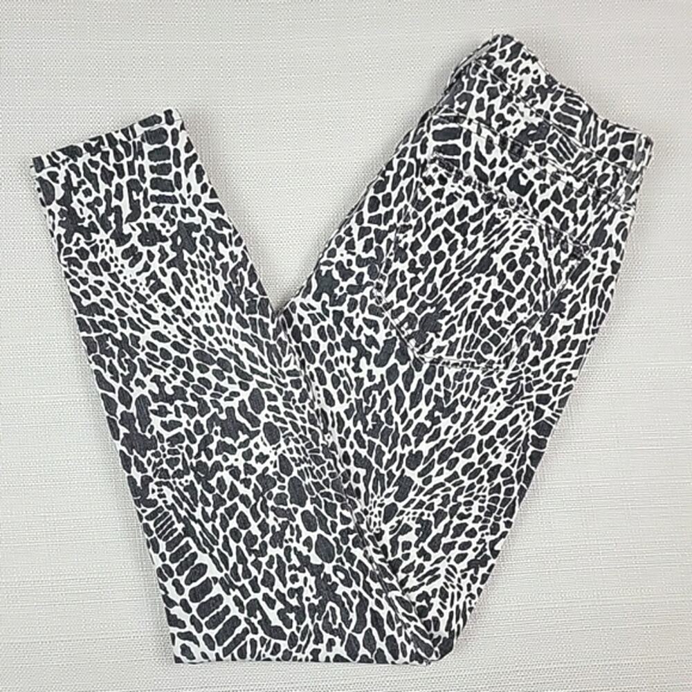 Frame Le High‎ Skinny Abstract Animal Print Black and White Denim Jeans 28